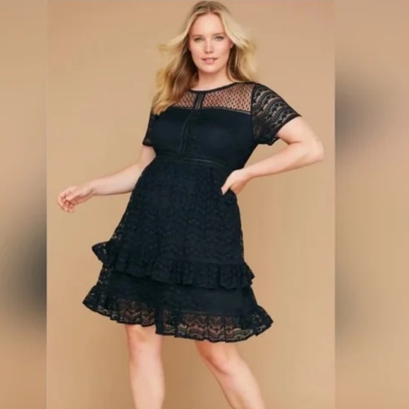 Lane Bryant Tiered Lace Ruffle Dress Size 24 - Picture 1 of 4
